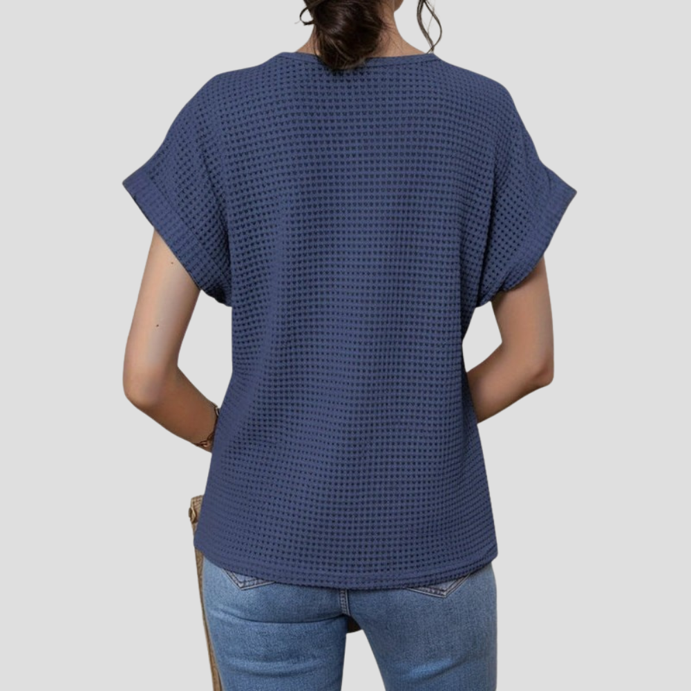 Damen T-Shirt mit Rundhalsausschnitt, kurzärmelig, locker fallend, lässiges Alltagsoberteil