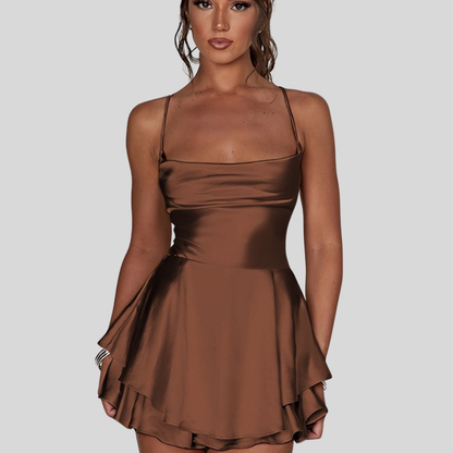Damen Rückenfreies Neckholder-Kleid mit geraffter Taille Elegantes Abendoutfit