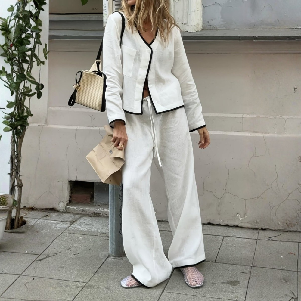 Women Two Piece Co Ord Set Relaxed Shirt Loose Pants Casual Outfit
