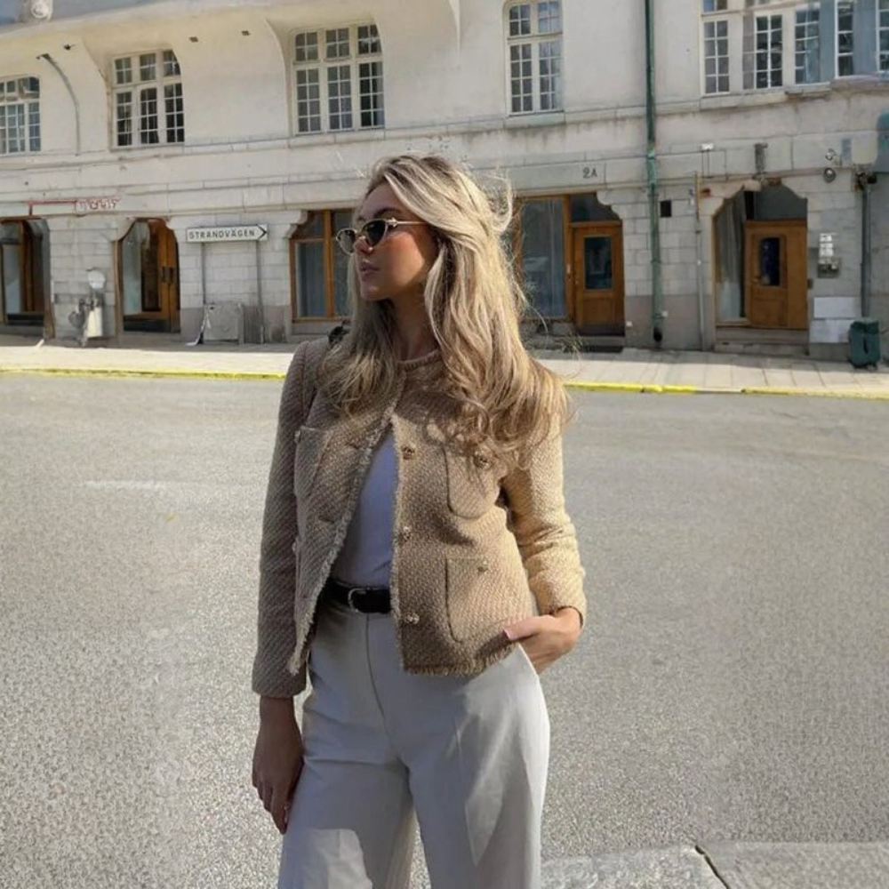 Women's Cropped Tailored Blazer Smart Casual Jacket