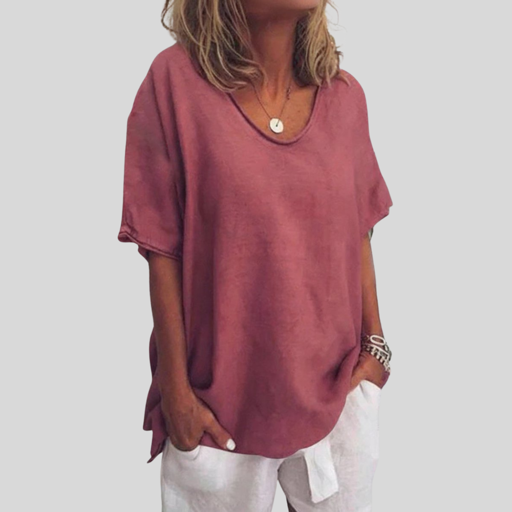 Women Relaxed V Neck Blouse Lightweight Summer Casual Top