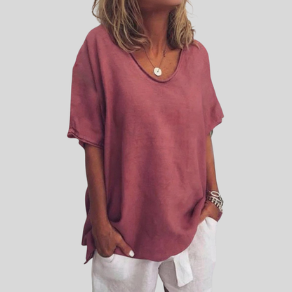 Women Relaxed V Neck Blouse Lightweight Summer Casual Top