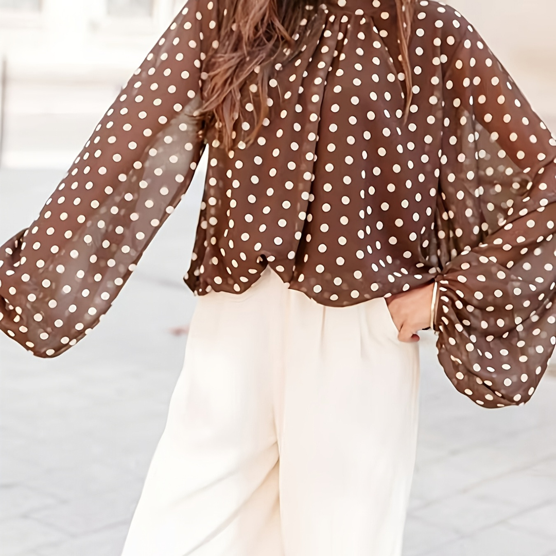 Transparente Bluse mit Polka-Dots