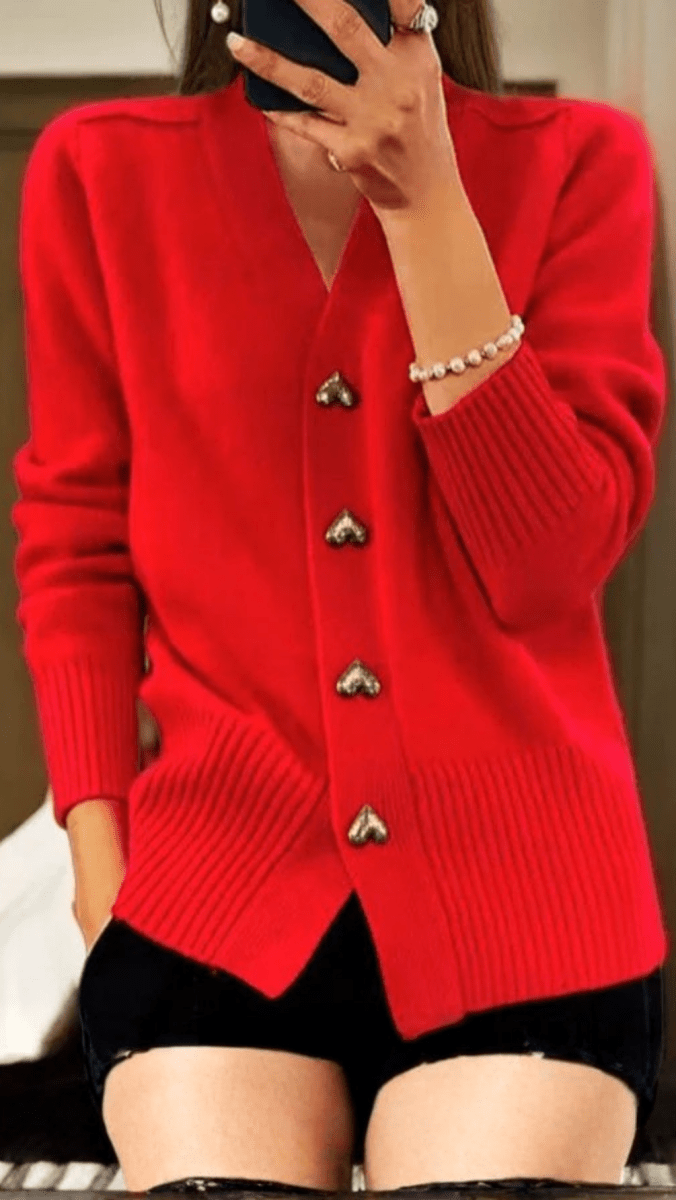 ALVÉRA - Heart Button Knit Cardigan