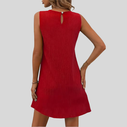 Women Sleeveless Swing Dress Round Neck Flowy Summer Casual Outfit