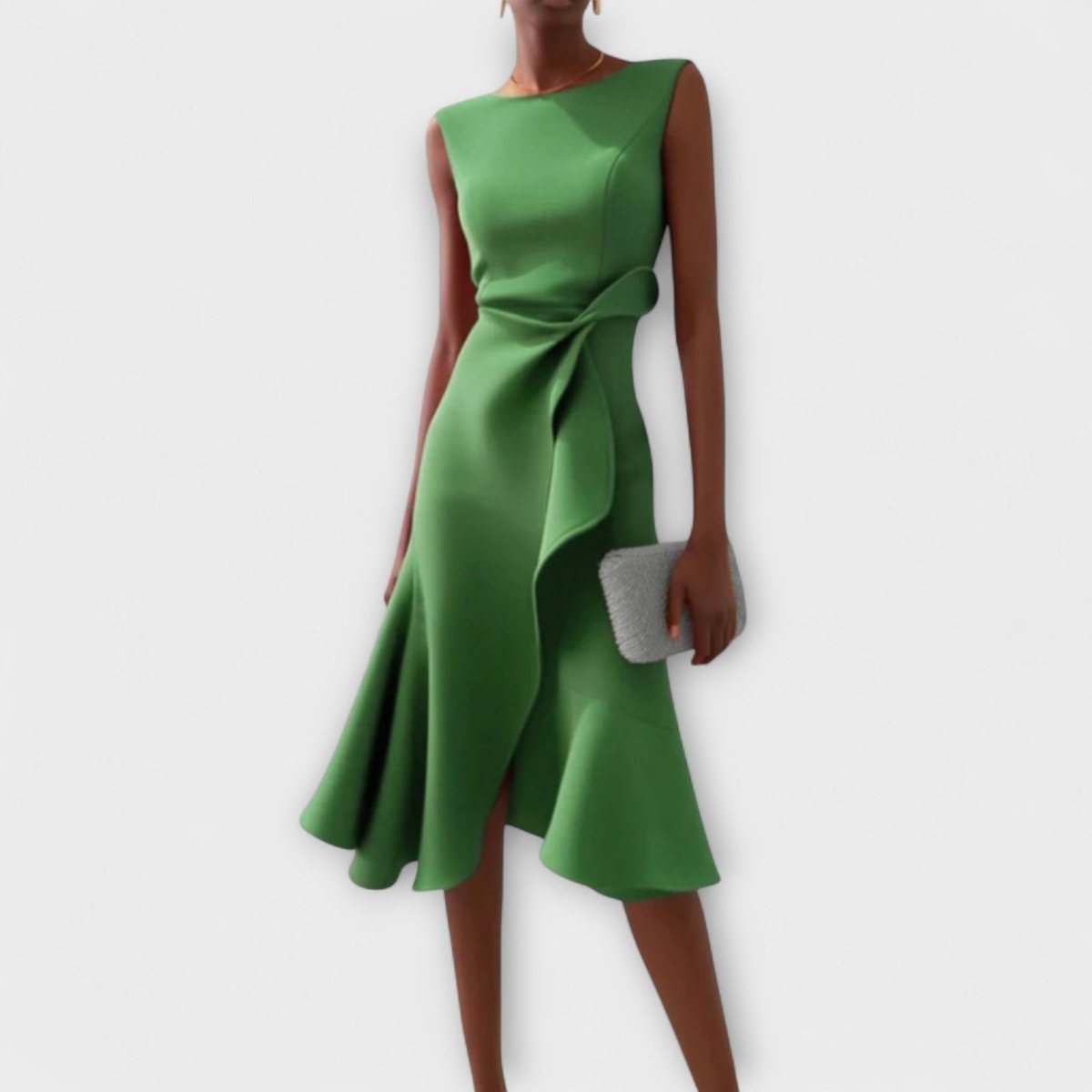 Elegant Sleeveless Midi Dress With Sculpted Fit