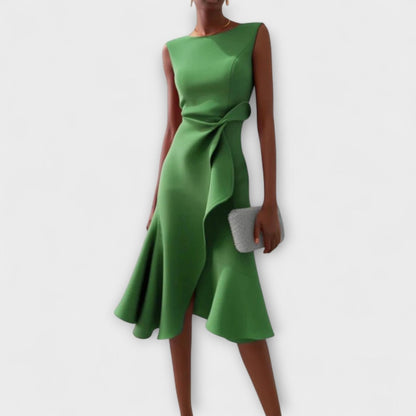 Elegant Sleeveless Midi Dress With Sculpted Fit