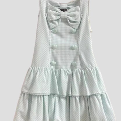 Women Kawaii Polka Dot Mini Dress Bow Strap Cute Party