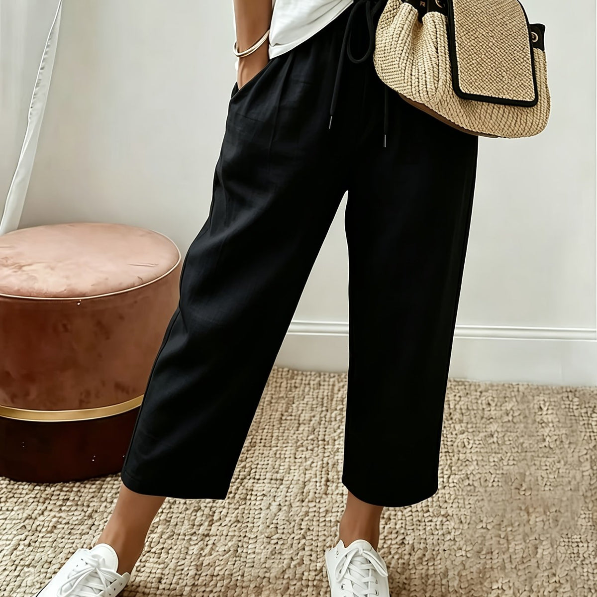 Cropped-Sommerhose mit elastischem Bund