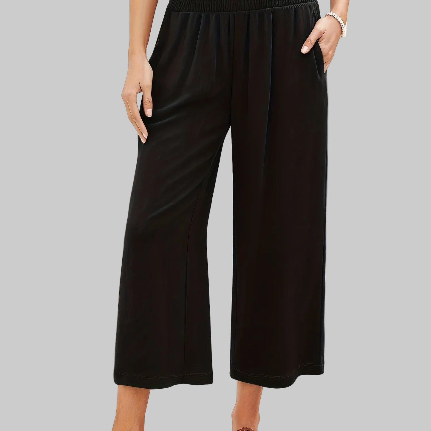 High Waisted Pleated Cropped Summer Pants