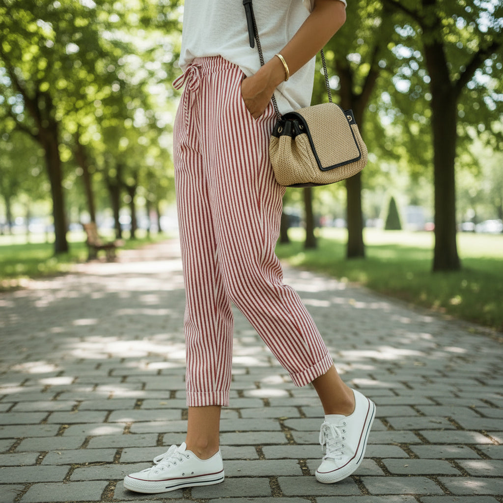 Gestreifte Cropped-Sommerhose