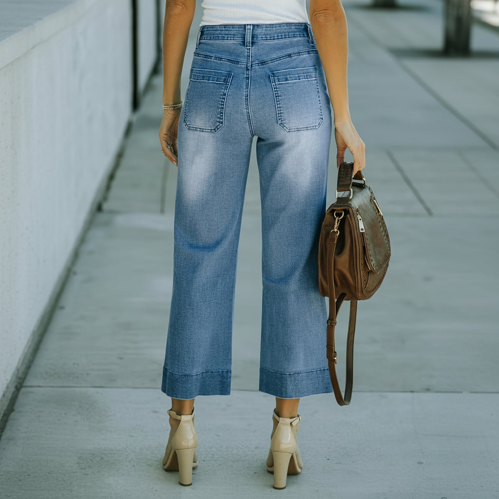 Damen Cropped-Sommerhose mit weitem Bein