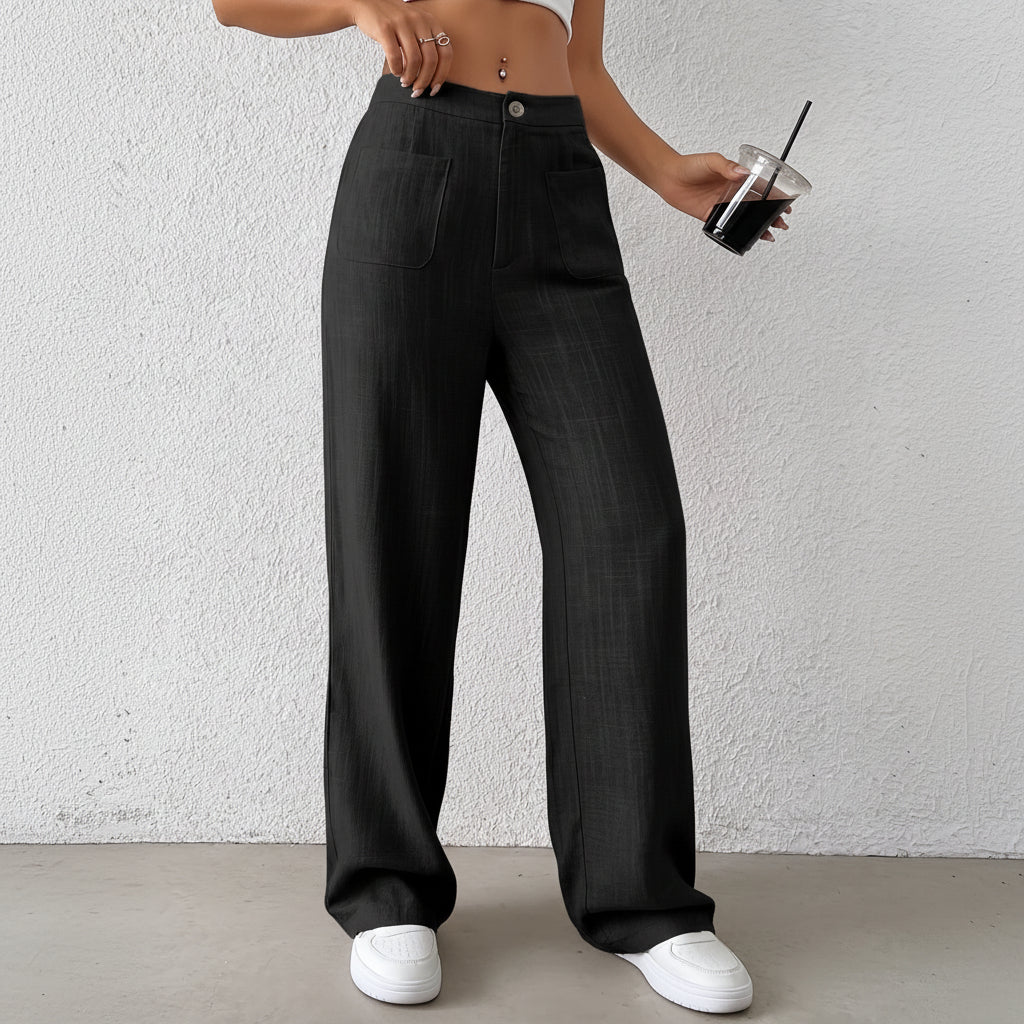 Locker sitzende lässige weite Leinenhose