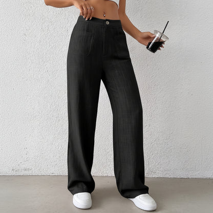 Loose Fit Casual Wide Linen Pants