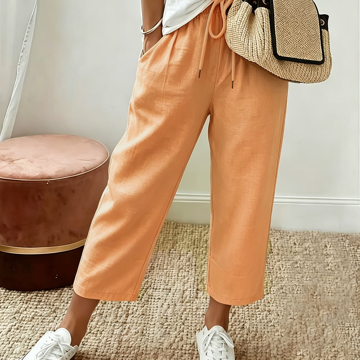 Cropped-Sommerhose mit elastischem Bund