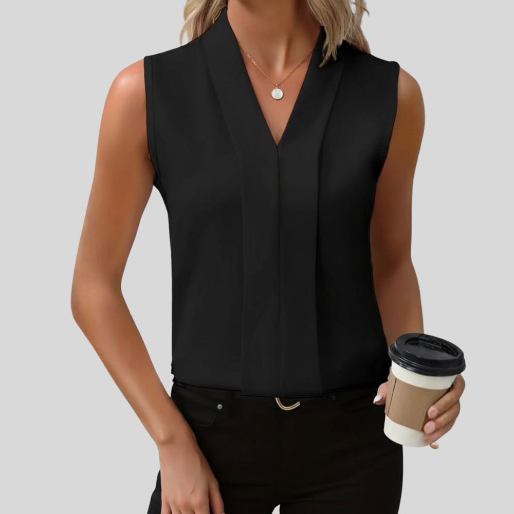 Women Sleeveless V Neck Tank Top Loose Fit Casual Summer Top