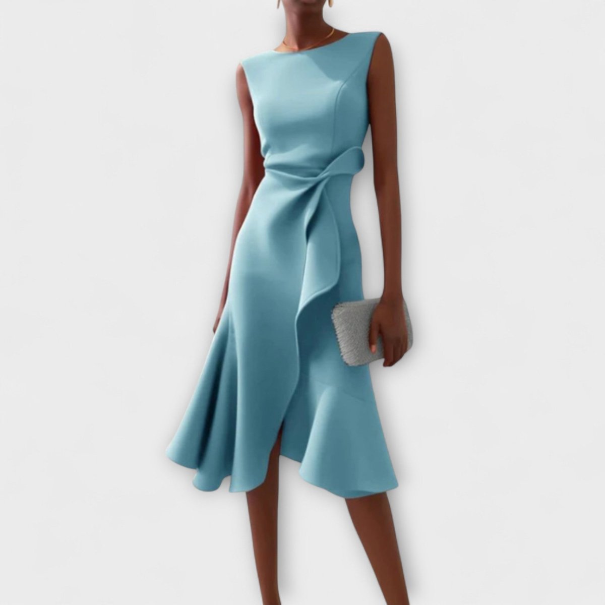 Elegant Sleeveless Midi Dress With Sculpted Fit