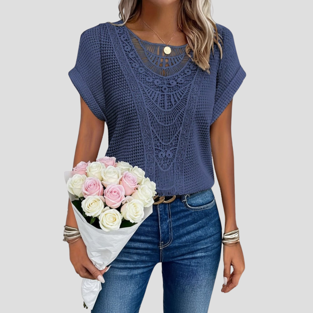 Damen T-Shirt mit Rundhalsausschnitt, kurzärmelig, locker fallend, lässiges Alltagsoberteil