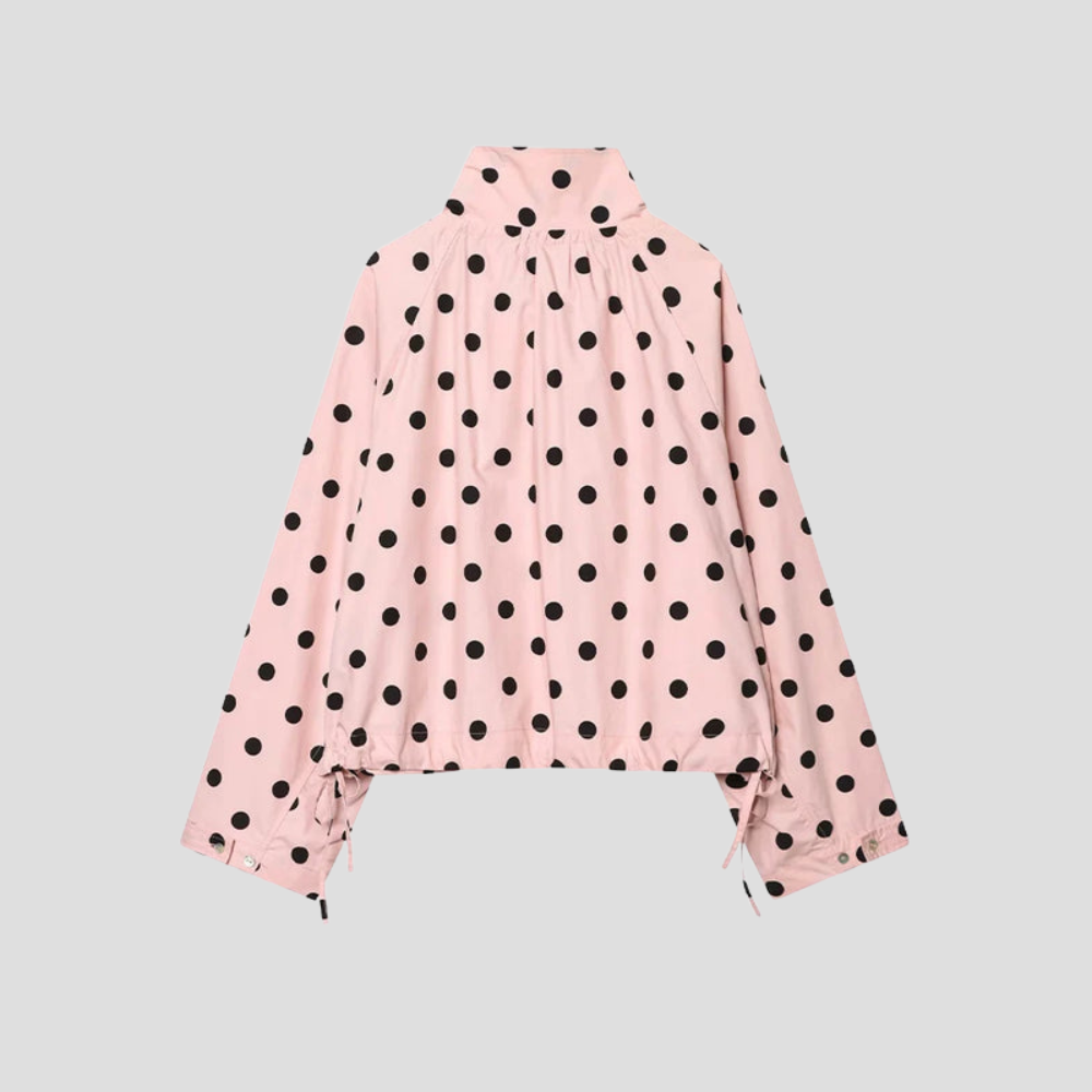 Women Polka Dot Jacket Long Sleeve Casual Short Coat