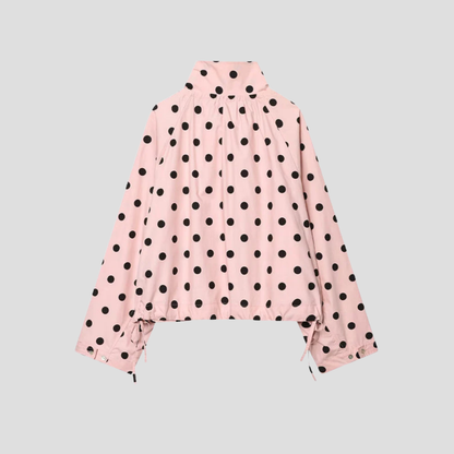 Damenjacke mit Polka-Dots, langärmlig, lässiger kurzer Mantel
