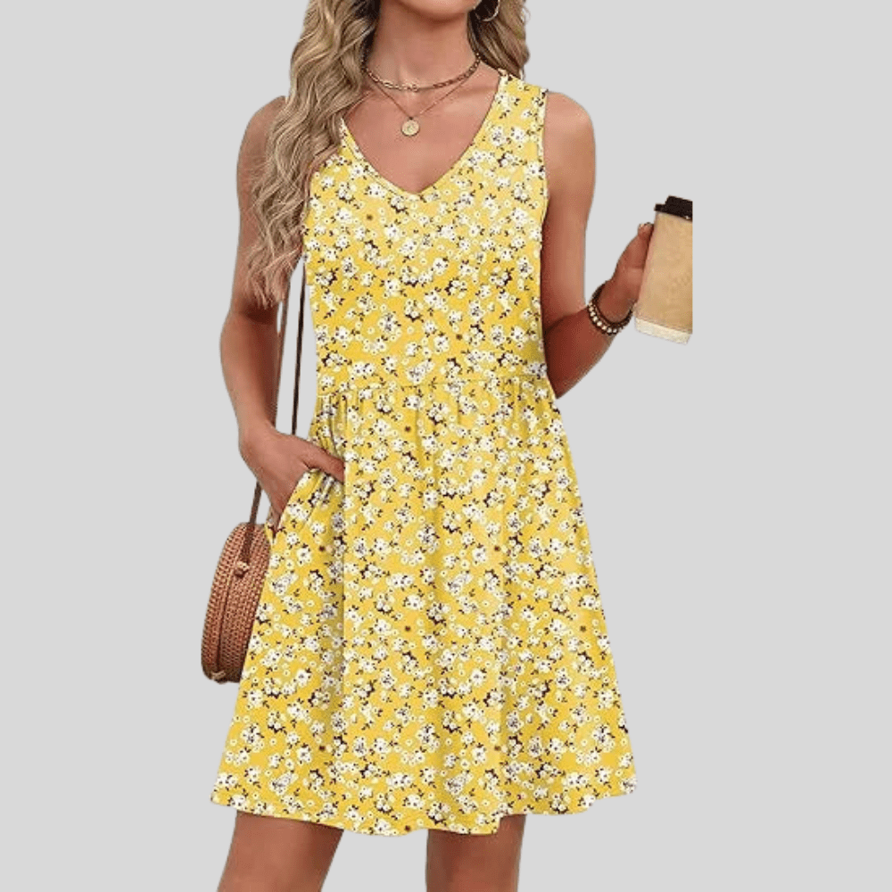 Boho Printed Sleeveless Mini Dress With Flowy Fit
