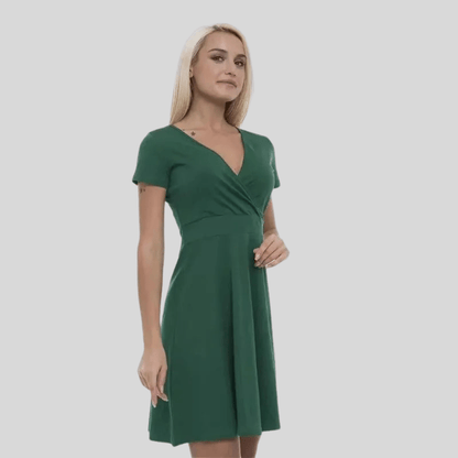 Abito mini aderente senza maniche con scollo a V da donna
