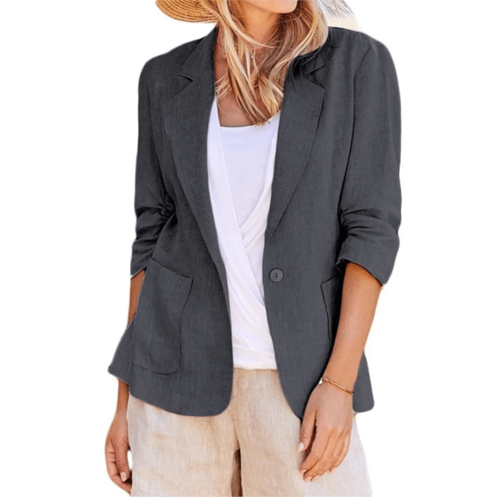 Women Loose Single Breasted Jacket With Collar And Pockets