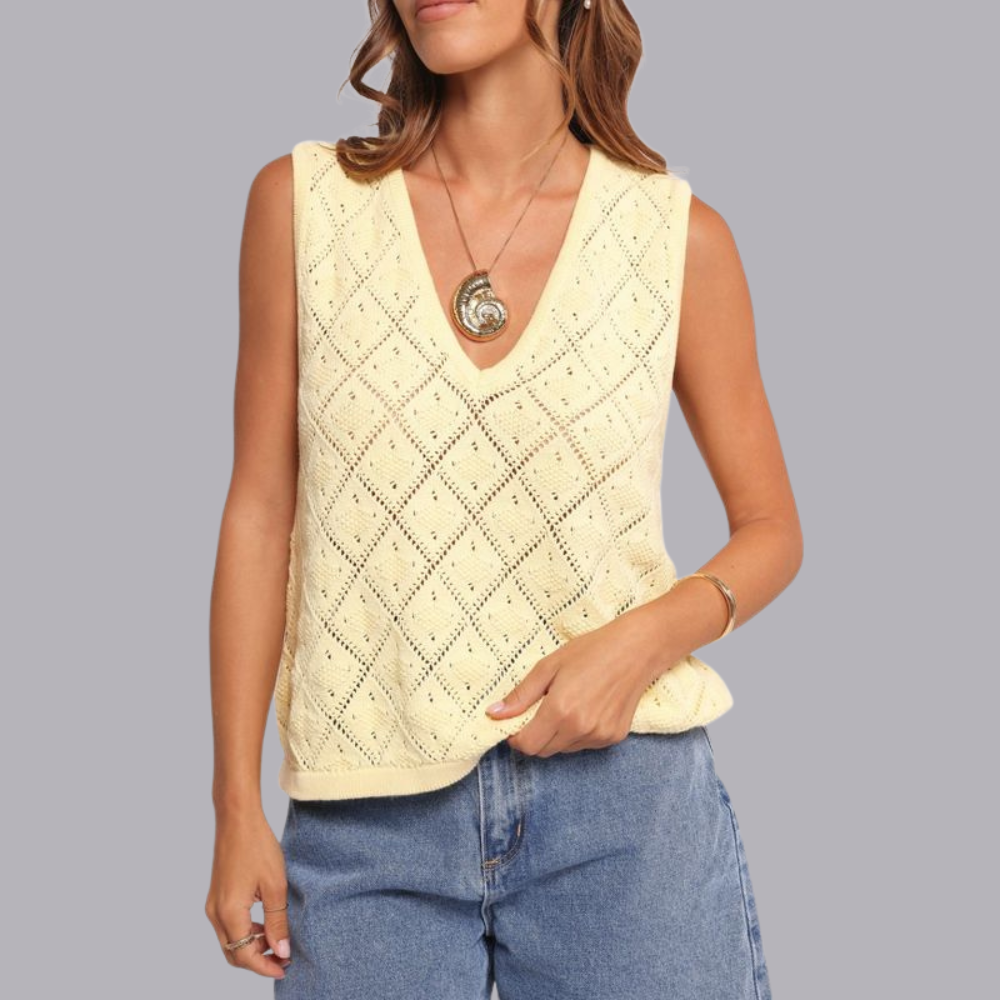 Damen Leichtes Strick-Sommer-Casual-Alltagsoberteil