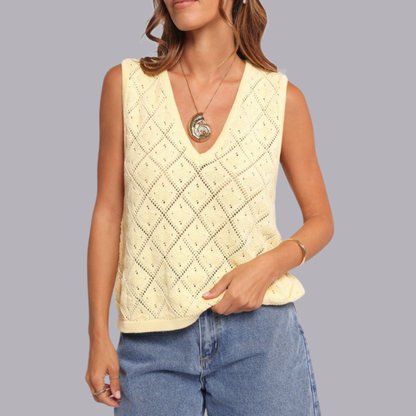 Damen Leichtes Strick-Sommer-Casual-Alltagsoberteil