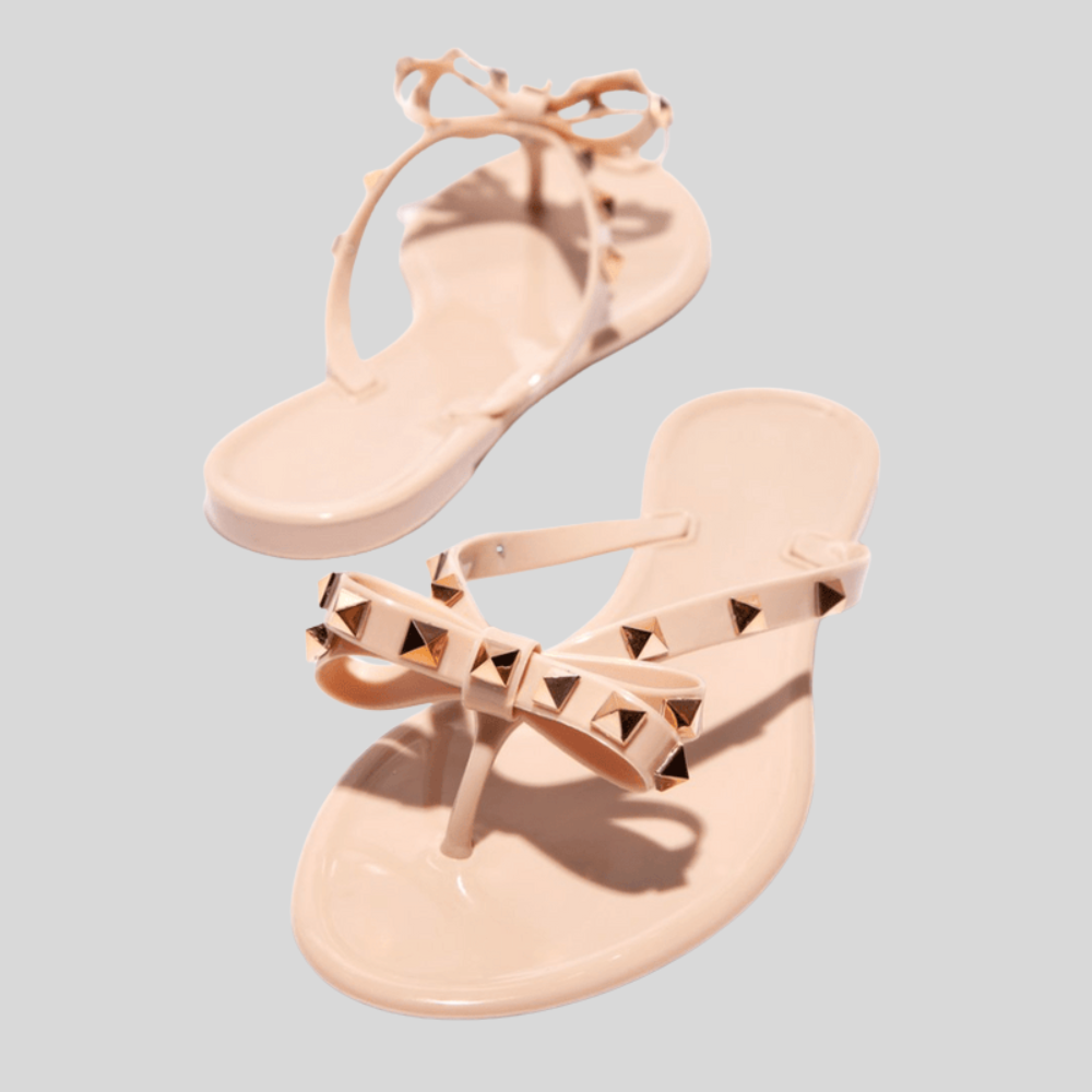 Women Studded Bow Jelly Sandals Flip Flop Casual Sandals