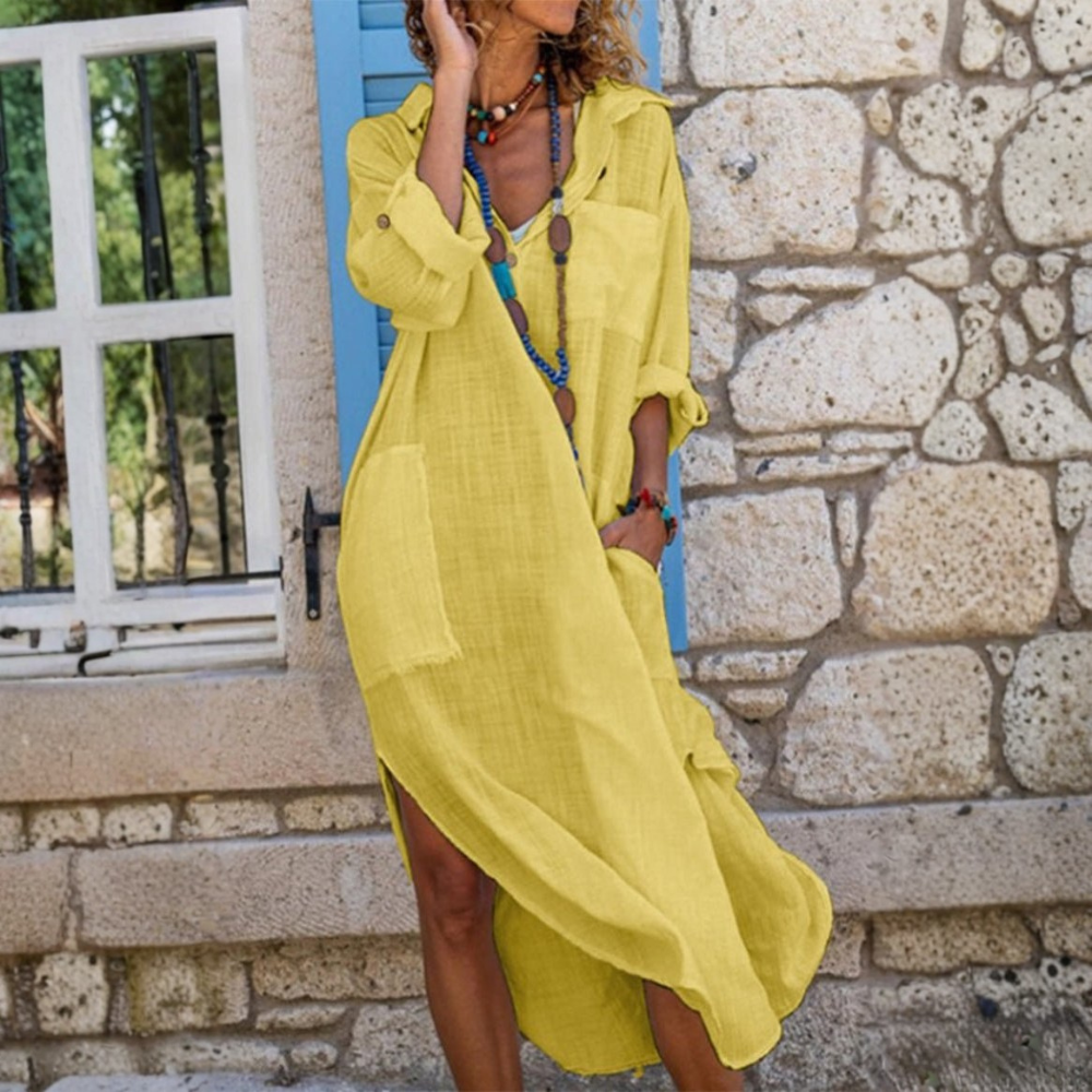 Women Oversized Linen Dress Relaxed Fit Summer Casual Outfit