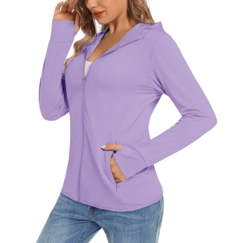 Lightweight Zip Up Hooded Sun Protection Jacket