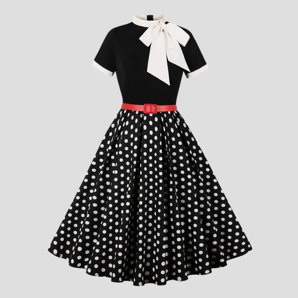 Women Polka Dot Vintage Swing Dress Elegant Summer Party