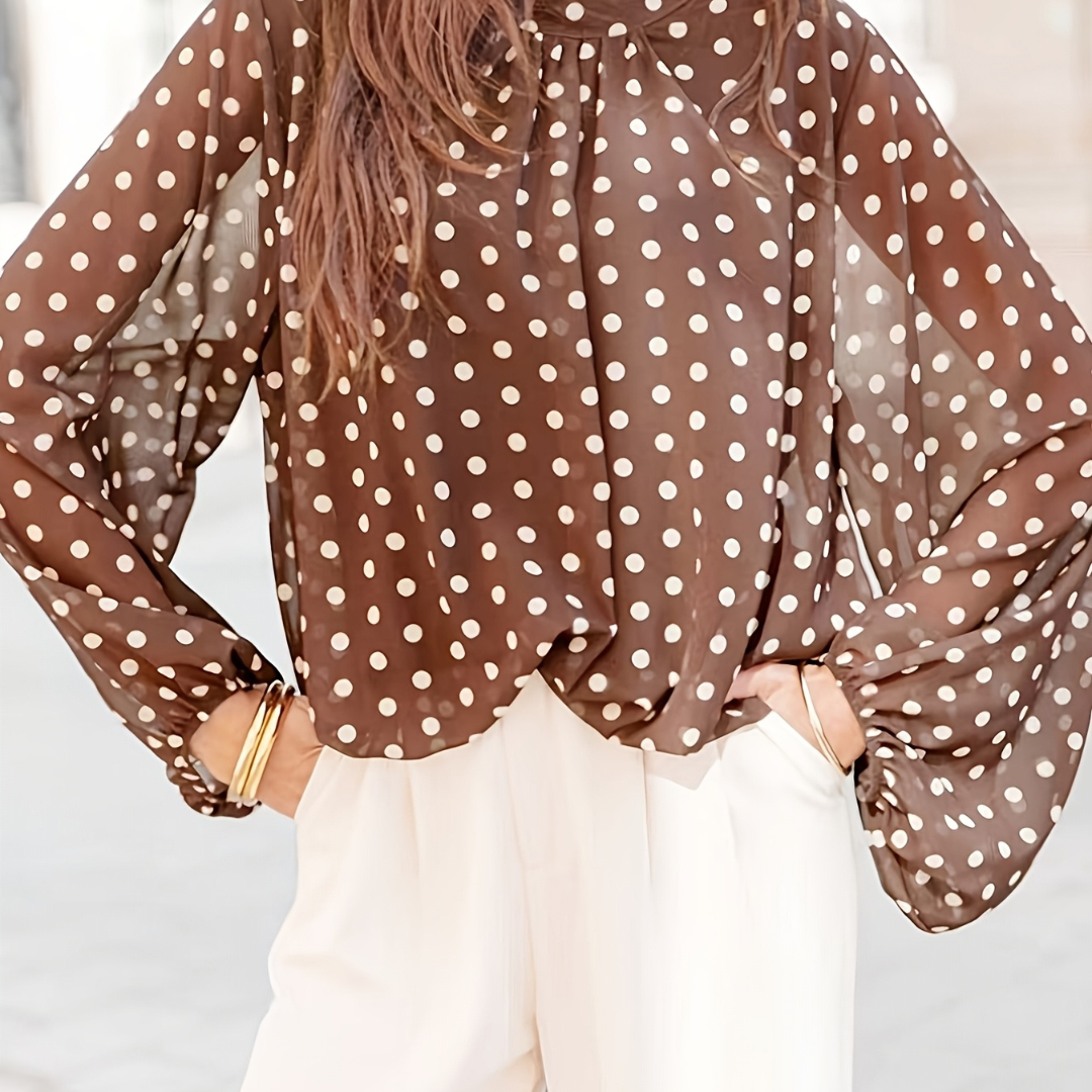Transparente Bluse mit Polka-Dots