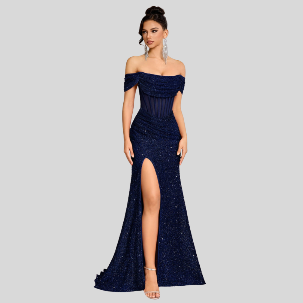 Vestido de Lentejuelas de Un Hombro