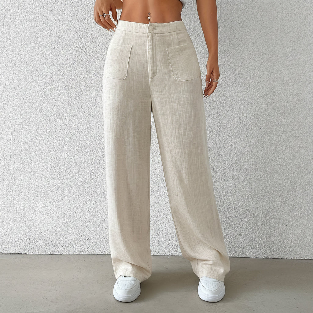 Locker sitzende lässige weite Leinenhose