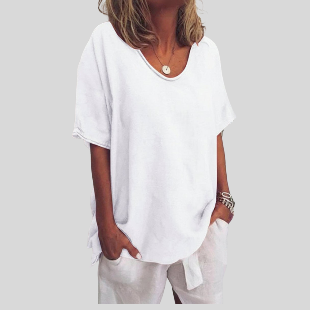 Women Relaxed V Neck Blouse Lightweight Summer Casual Top