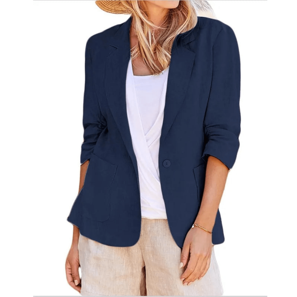 Women Loose Single Breasted Jacket With Collar And Pockets