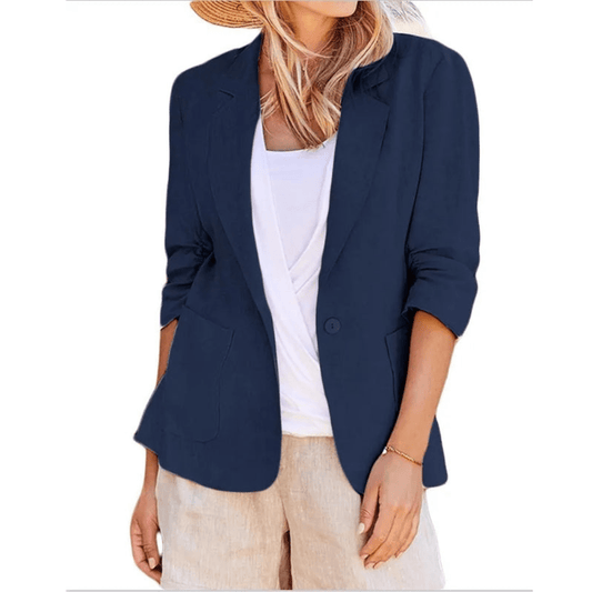 Women Loose Single Breasted Jacket With Collar And Pockets