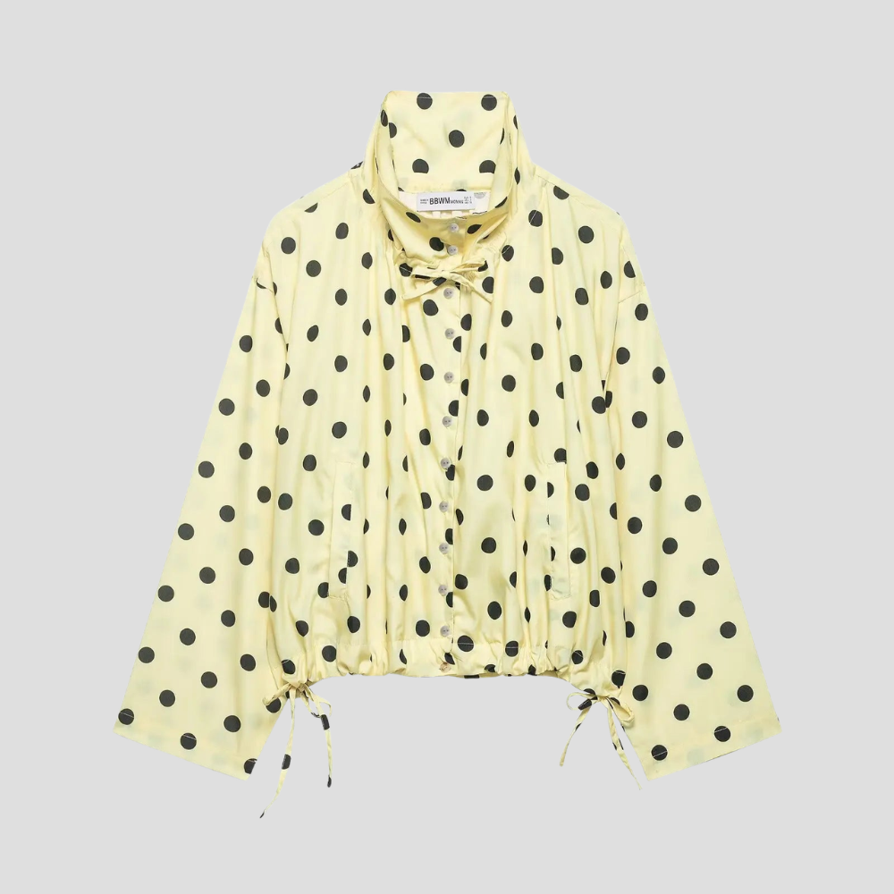 Women Polka Dot Jacket Long Sleeve Casual Short Coat