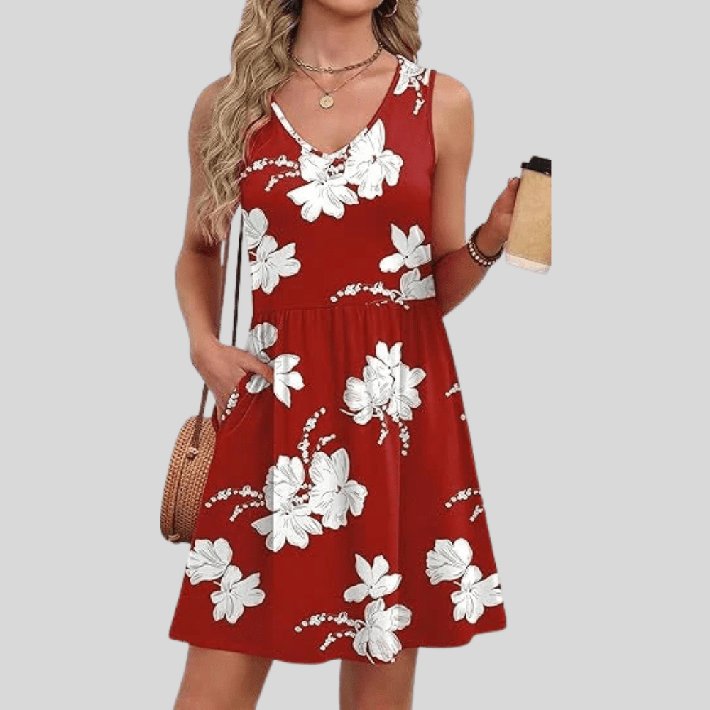 Boho Printed Sleeveless Mini Dress With Flowy Fit