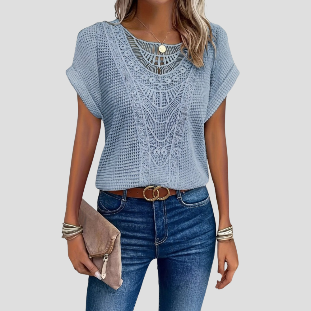 Damen T-Shirt mit Rundhalsausschnitt, kurzärmelig, locker fallend, lässiges Alltagsoberteil