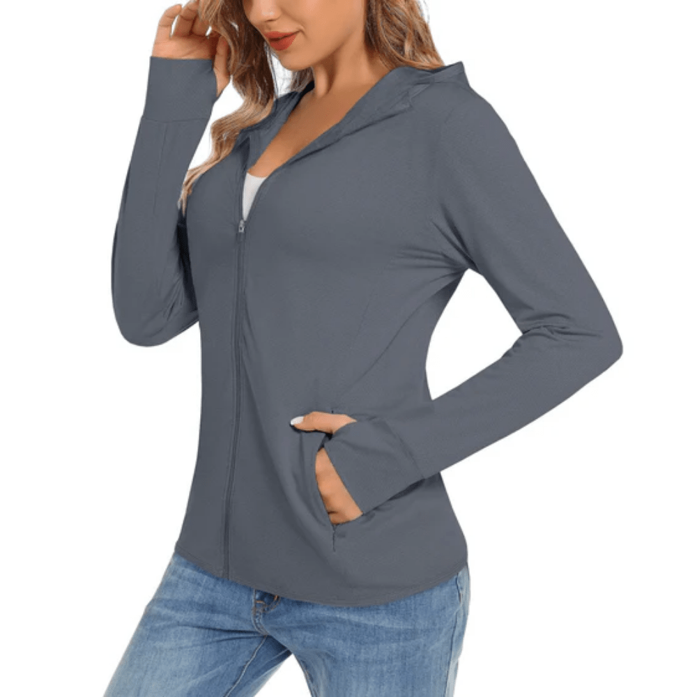 Lightweight Zip Up Hooded Sun Protection Jacket