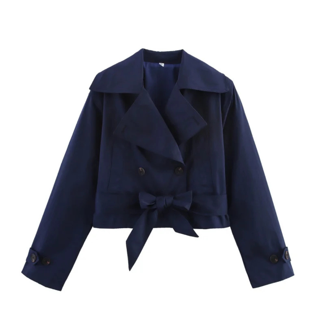 Kurz geschnittene Trenchcoat-Jacke mit Gürtel