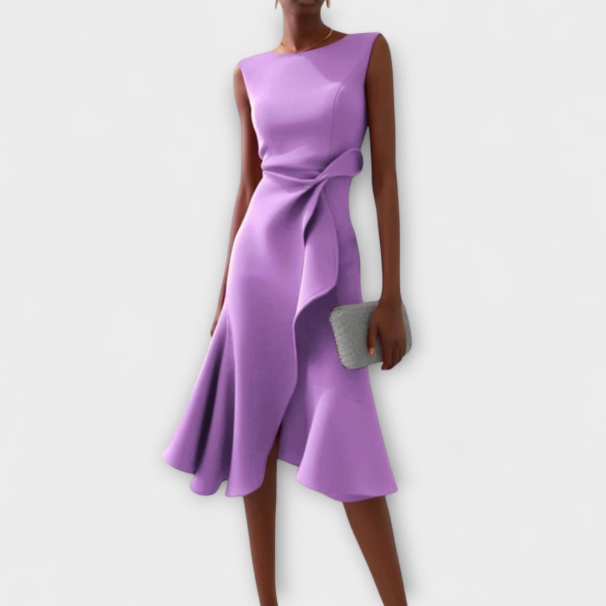 Elegant Sleeveless Midi Dress With Sculpted Fit