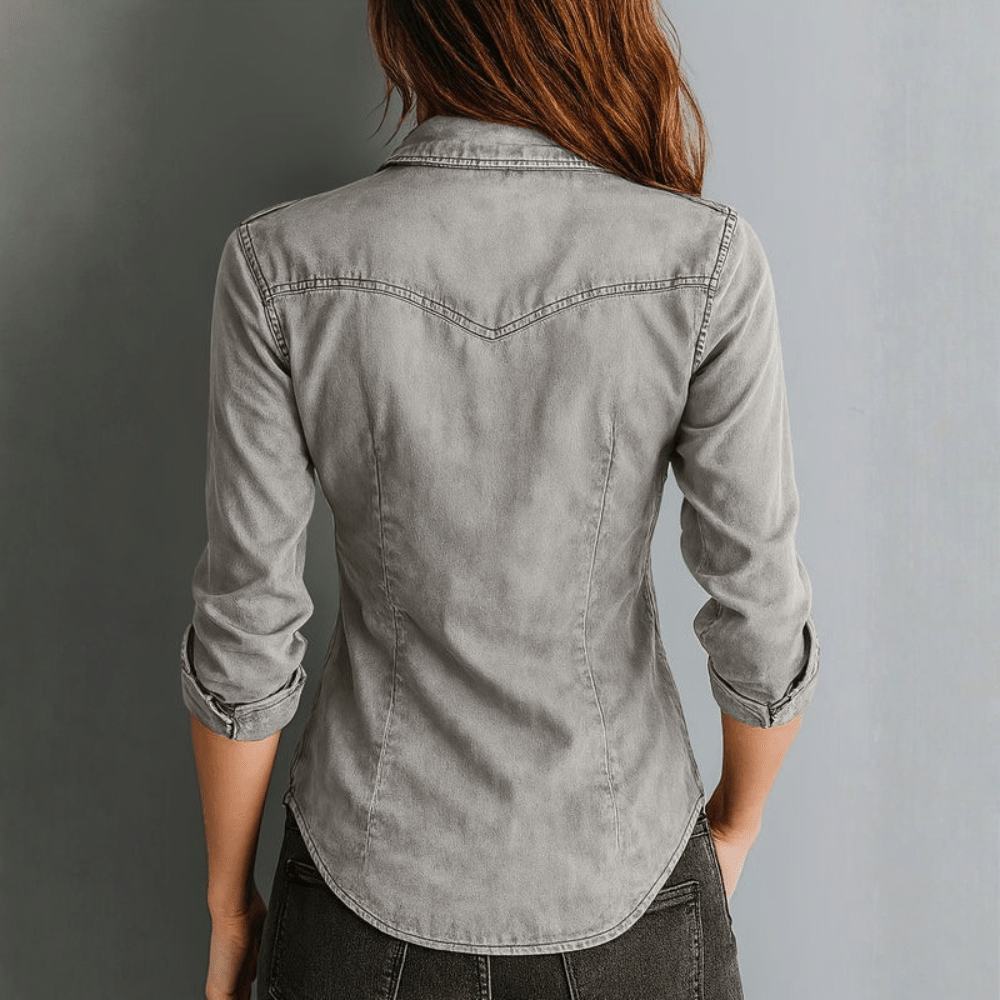 Vintage Washed Button Down Shirt With Slim Fit Tailored Style