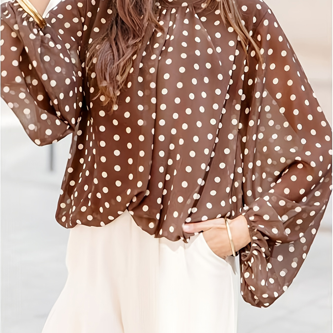 Transparente Bluse mit Polka-Dots