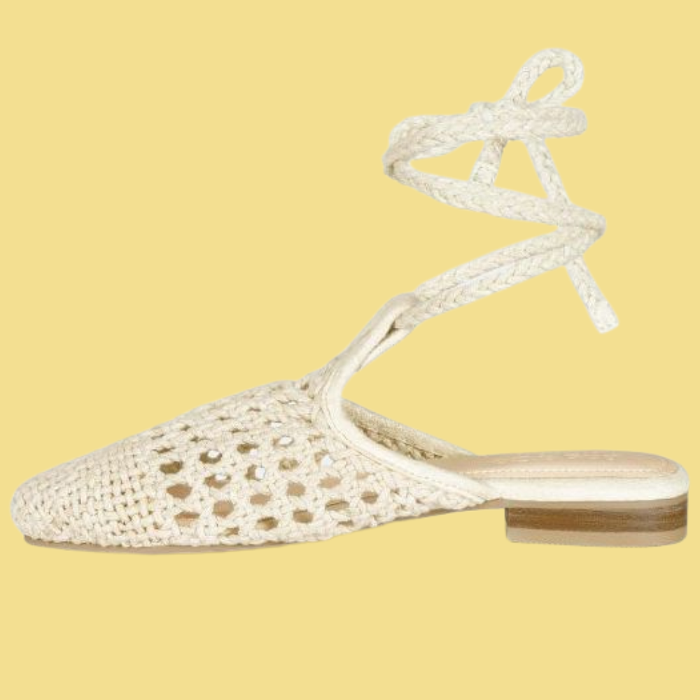 Handwoven Tie Up Flat Mules
