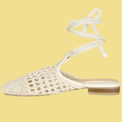 Handwoven Tie Up Flat Mules
