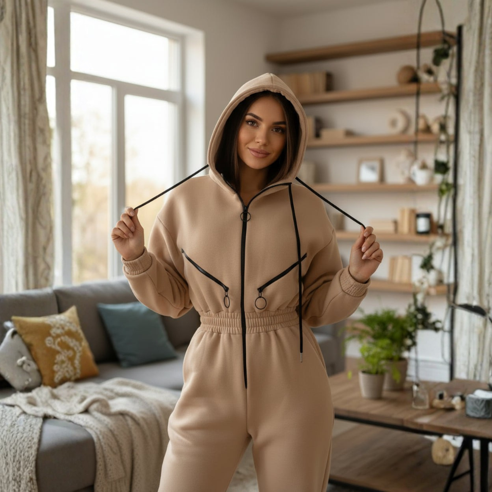 Women Long Sleeve Jumpsuit Lined Casual One Piece Outfit